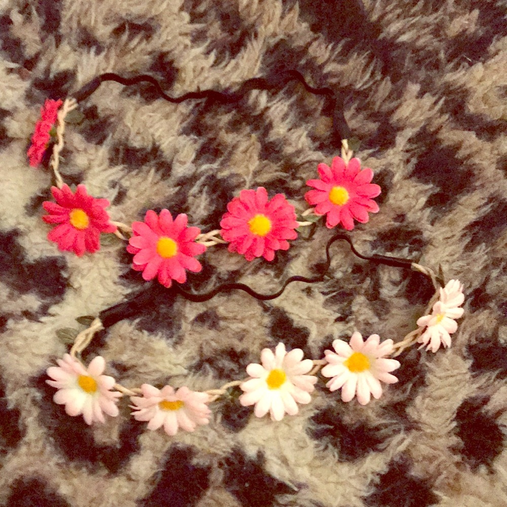 Festival headbands lot bundle light and dark pink